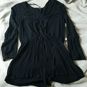 V-neck, long sleeve romper